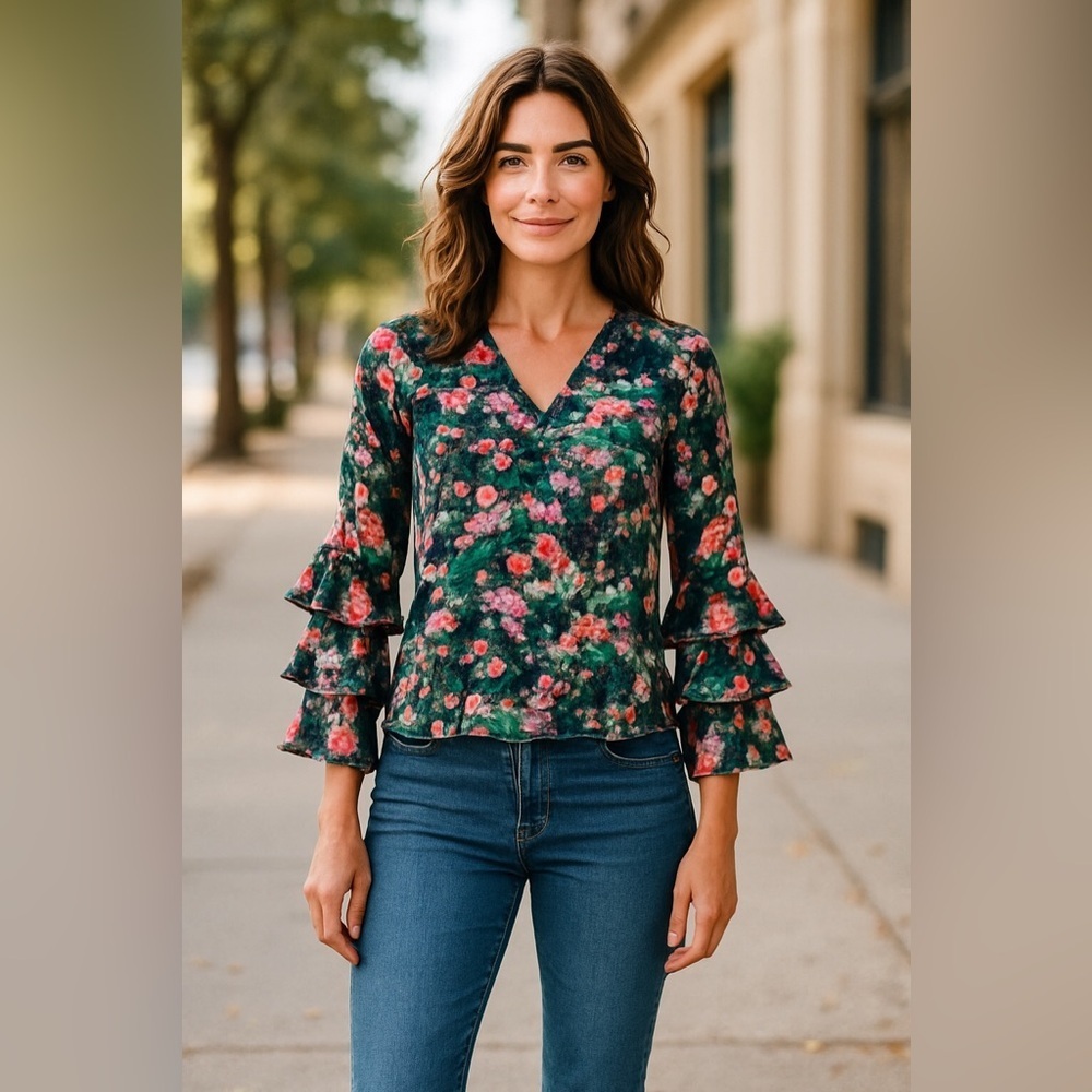 SUPERTRASH Bannalee Floral Blouse | US M | Whimsygoth Romance new without tags